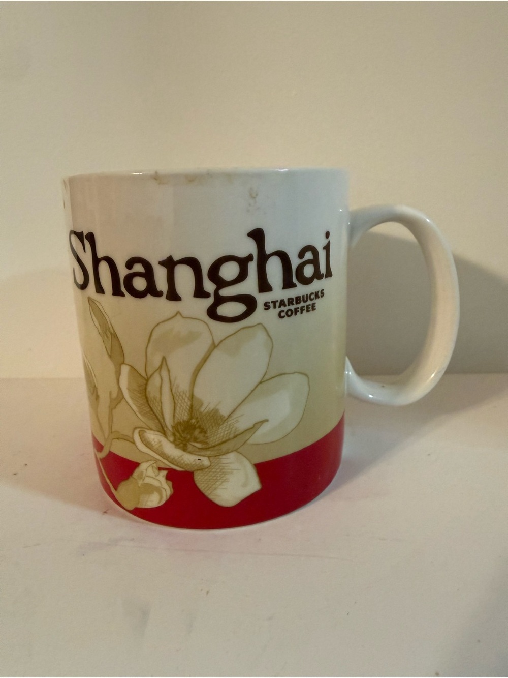 Shanghai Starbucks Floral Ceramic Coffee Mug 4 inches tall